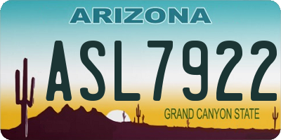 AZ license plate ASL7922