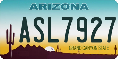 AZ license plate ASL7927