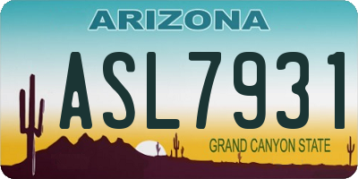 AZ license plate ASL7931