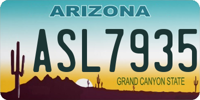 AZ license plate ASL7935
