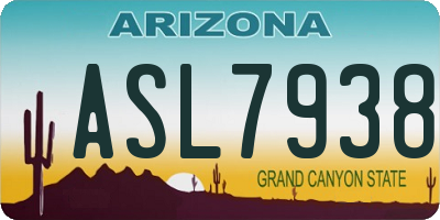 AZ license plate ASL7938