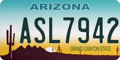 AZ license plate ASL7942