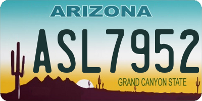 AZ license plate ASL7952