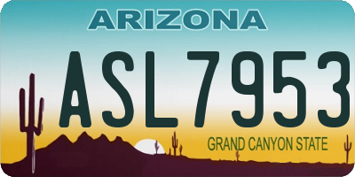 AZ license plate ASL7953