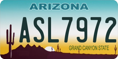 AZ license plate ASL7972