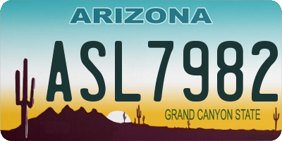 AZ license plate ASL7982