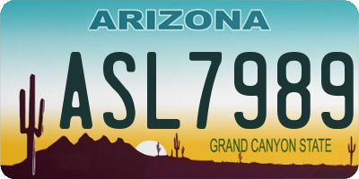 AZ license plate ASL7989