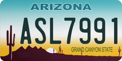 AZ license plate ASL7991