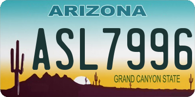 AZ license plate ASL7996
