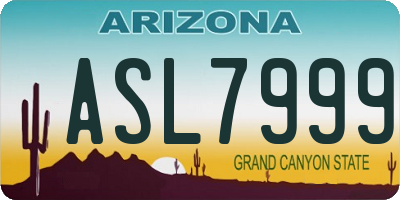 AZ license plate ASL7999