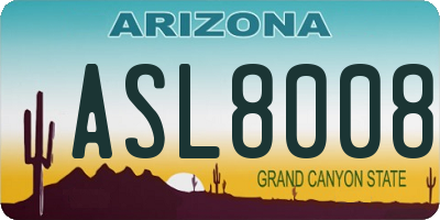 AZ license plate ASL8008