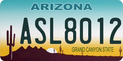 AZ license plate ASL8012