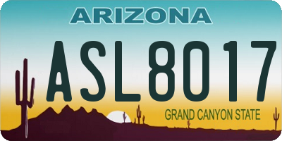 AZ license plate ASL8017