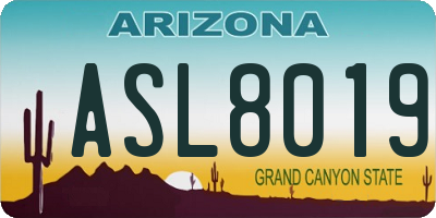 AZ license plate ASL8019