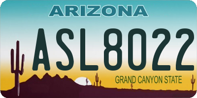 AZ license plate ASL8022