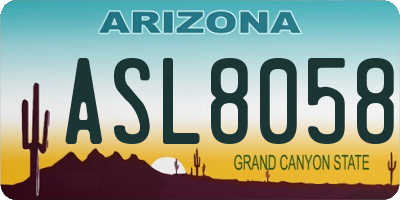 AZ license plate ASL8058