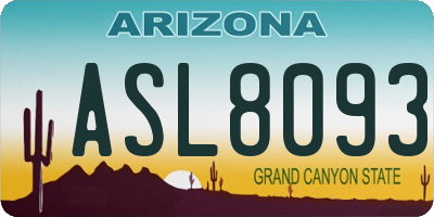 AZ license plate ASL8093