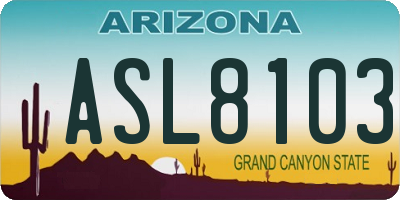 AZ license plate ASL8103