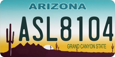 AZ license plate ASL8104