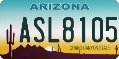 AZ license plate ASL8105