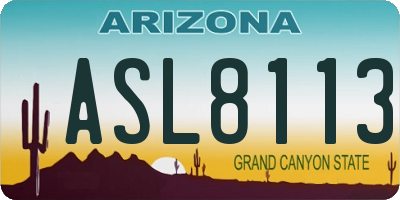AZ license plate ASL8113