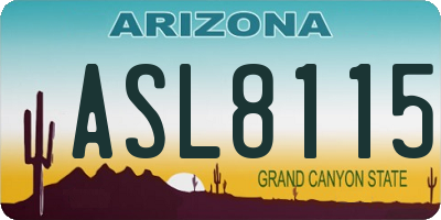AZ license plate ASL8115