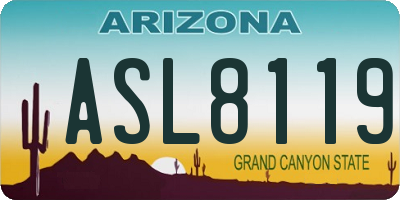 AZ license plate ASL8119