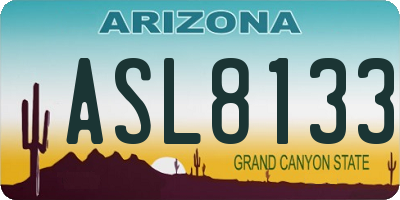 AZ license plate ASL8133