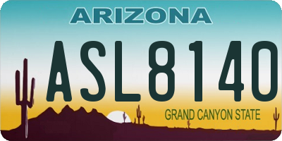AZ license plate ASL8140