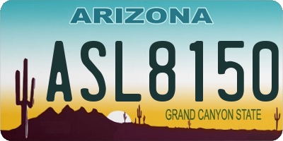 AZ license plate ASL8150