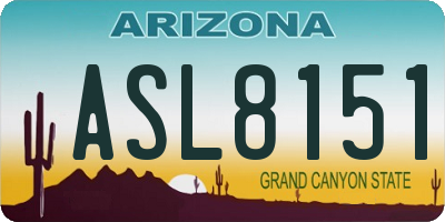 AZ license plate ASL8151
