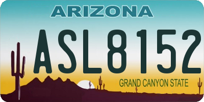 AZ license plate ASL8152