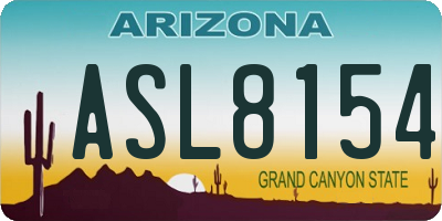 AZ license plate ASL8154