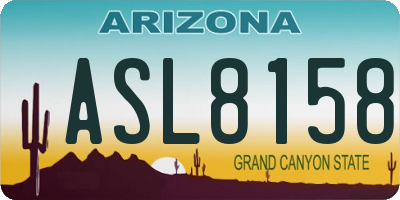 AZ license plate ASL8158