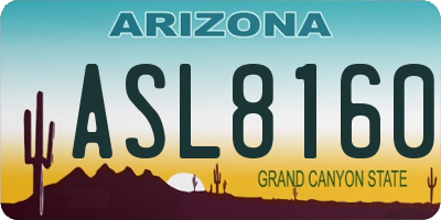AZ license plate ASL8160