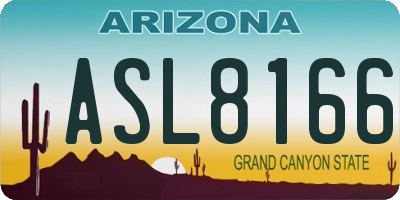 AZ license plate ASL8166