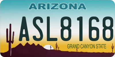 AZ license plate ASL8168