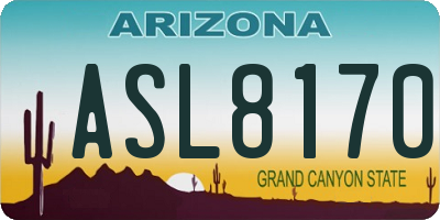AZ license plate ASL8170
