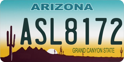 AZ license plate ASL8172