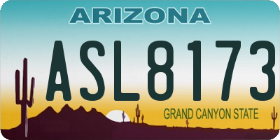 AZ license plate ASL8173