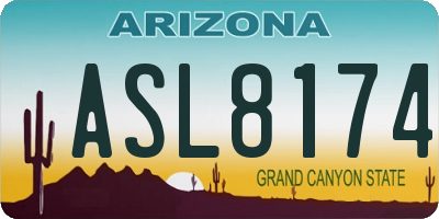 AZ license plate ASL8174