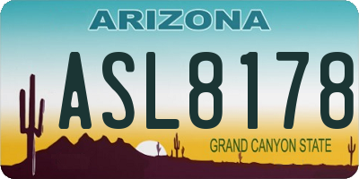 AZ license plate ASL8178
