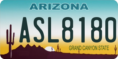 AZ license plate ASL8180