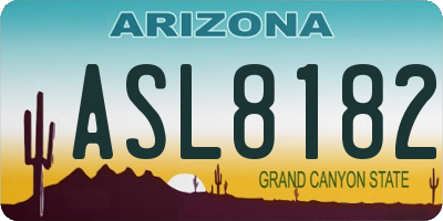 AZ license plate ASL8182