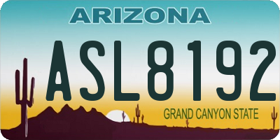 AZ license plate ASL8192