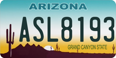 AZ license plate ASL8193
