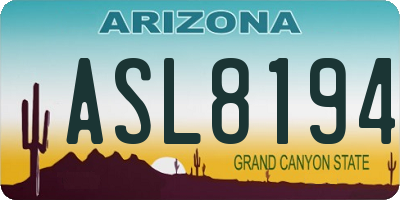 AZ license plate ASL8194
