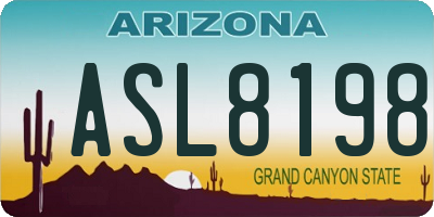AZ license plate ASL8198