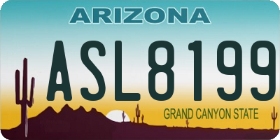 AZ license plate ASL8199