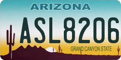AZ license plate ASL8206